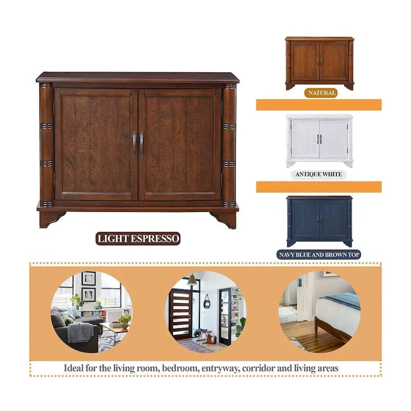 Meuble de rangement 2 portes 40 Pine, Buffet de salle à manger avec portes et étagère réglable, Commode d'entrée en bois, Placard