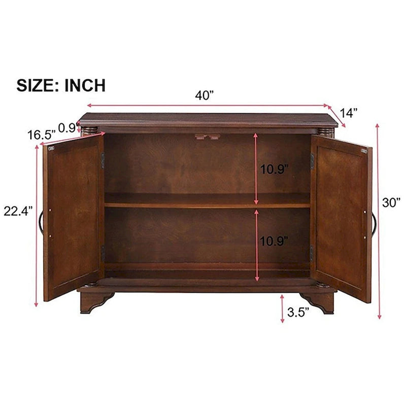 Meuble de rangement 2 portes 40 Pine, Buffet de salle à manger avec portes et étagère réglable, Commode d'entrée en bois, Placard