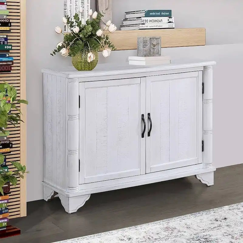 Meuble de rangement 2 portes 40 Pine, Buffet de salle à manger avec portes et étagère réglable, Commode d'entrée en bois, Placard