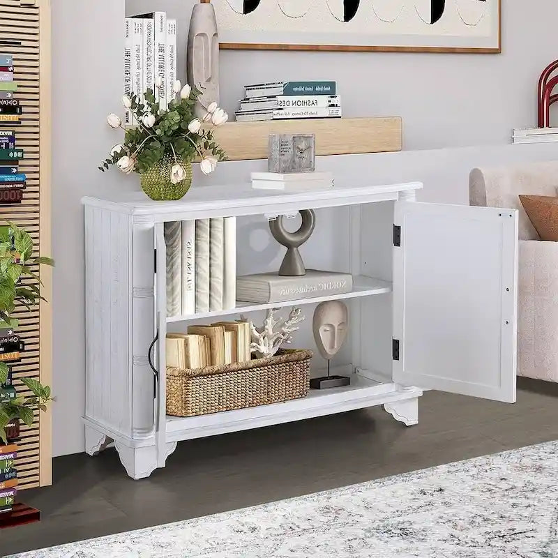 Meuble de rangement 2 portes 40 Pine, Buffet de salle à manger avec portes et étagère réglable, Commode d'entrée en bois, Placard
