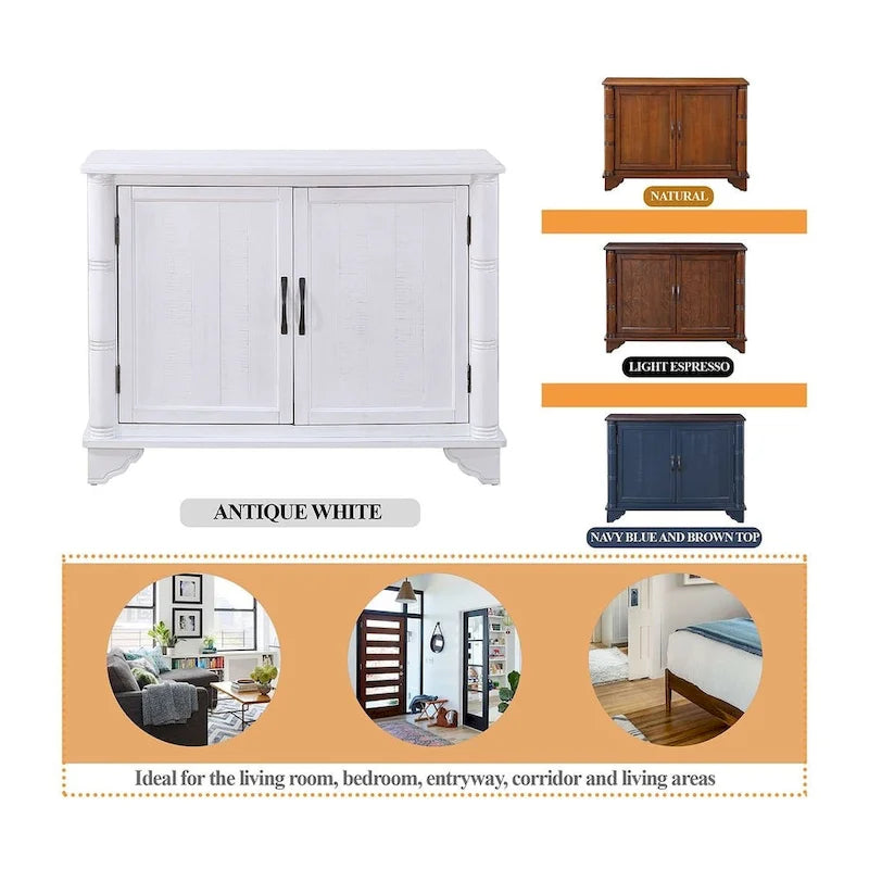 Meuble de rangement 2 portes 40 Pine, Buffet de salle à manger avec portes et étagère réglable, Commode d'entrée en bois, Placard