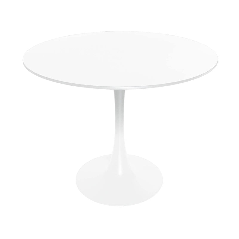 Table à manger ronde de 35 pouces Bristol, style milieu du siècle, plateau en bois et pied central en fer laqué pour cuisine et salle à manger