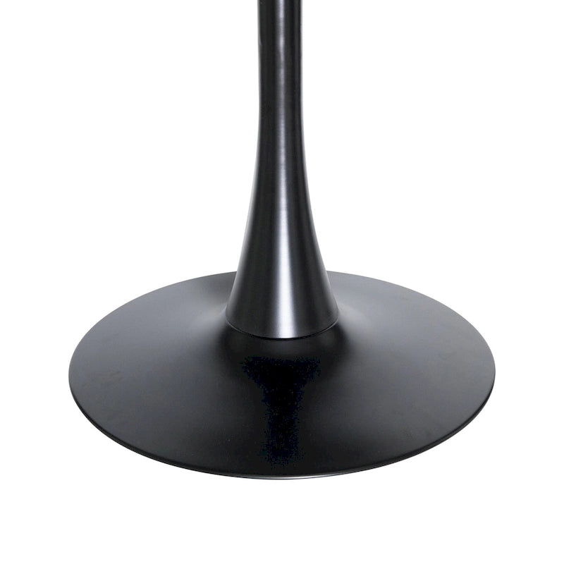 Table à manger ronde de 35 pouces Bristol, style milieu du siècle, plateau en bois et pied central en fer laqué pour cuisine et salle à manger