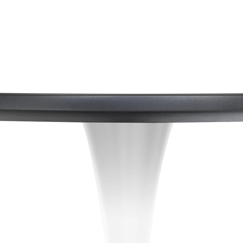 Table à manger ronde de 35 pouces Bristol, style milieu du siècle, plateau en bois et pied central en fer laqué pour cuisine et salle à manger