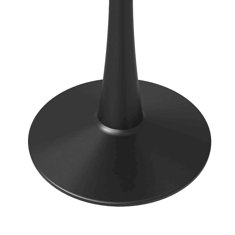 Table à manger ronde de 35 pouces Bristol, style milieu du siècle, plateau en bois et pied central en fer laqué pour cuisine et salle à manger