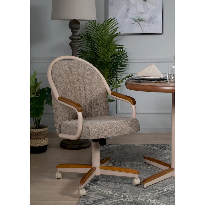 Chaise à roulettes pivotante et inclinable avec coussin pour salle à manger décontractée