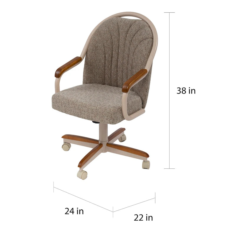 Chaise à roulettes pivotante et inclinable avec coussin pour salle à manger décontractée