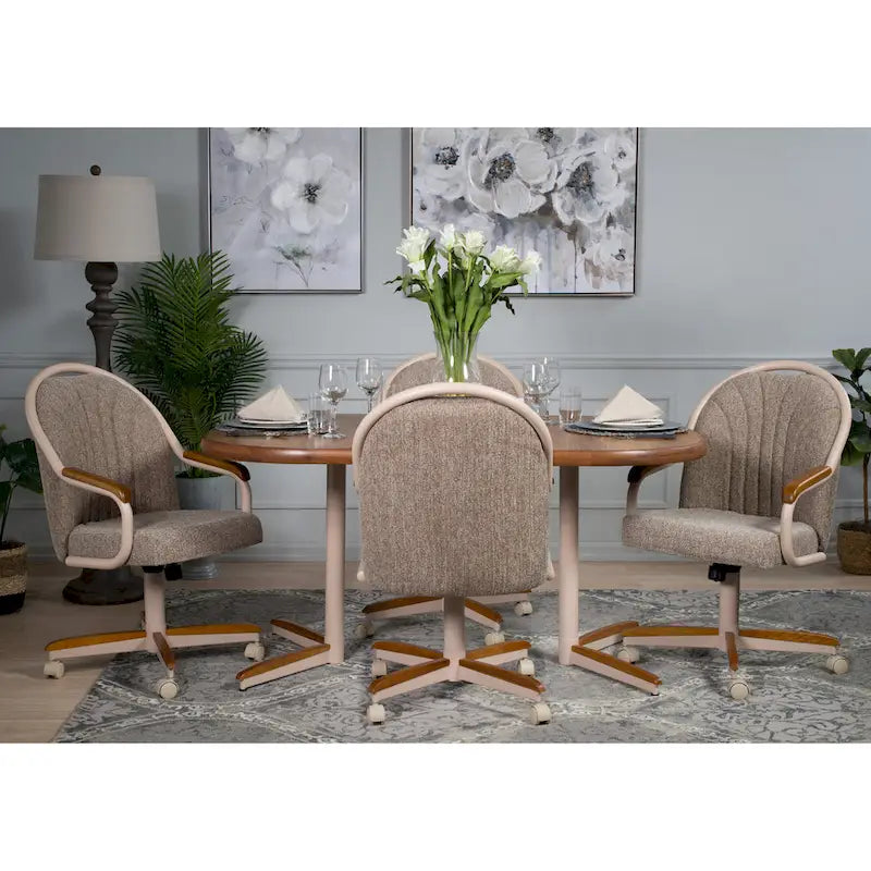 Chaise à roulettes pivotante et inclinable avec coussin pour salle à manger décontractée