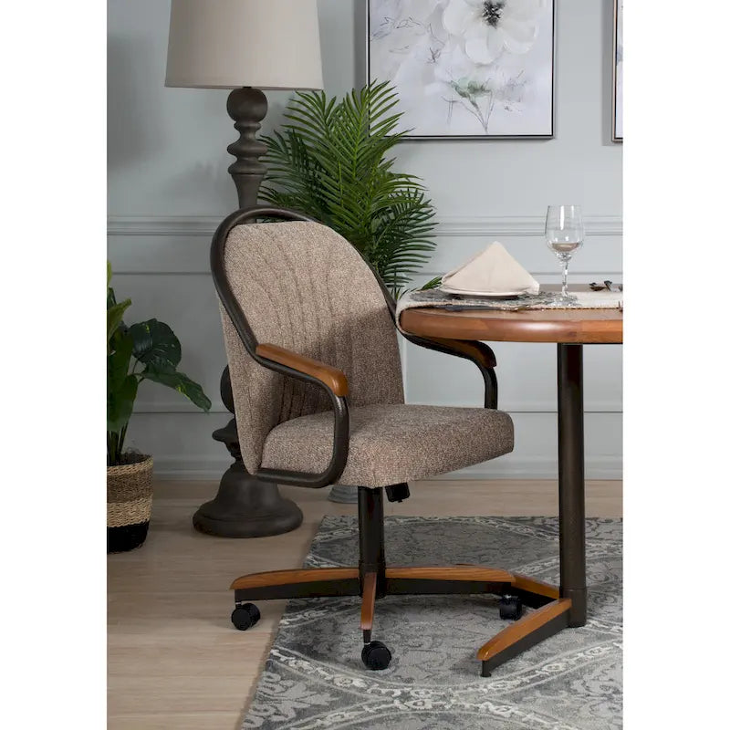 Chaise à roulettes pivotante et inclinable avec coussin pour salle à manger décontractée