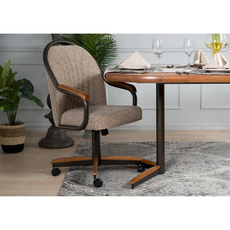 Chaise à roulettes pivotante et inclinable avec coussin pour salle à manger décontractée