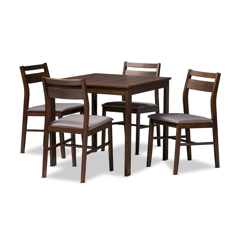 Ensemble de salle à manger 5 pièces en bois et tissu contemporain