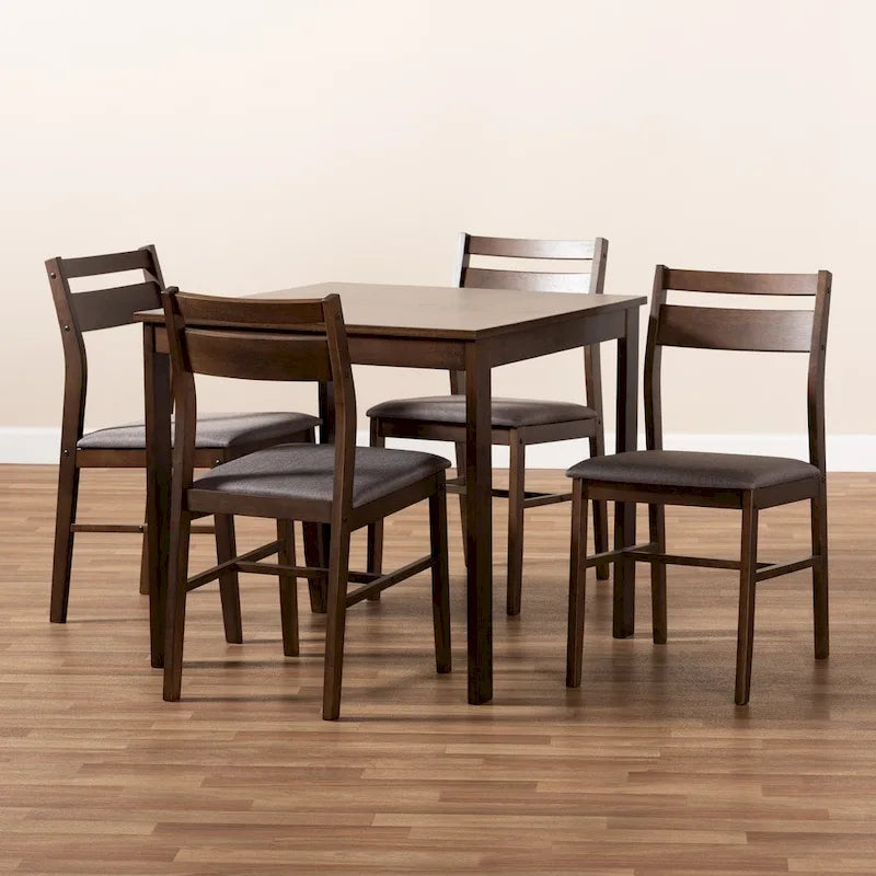 Ensemble de salle à manger 5 pièces en bois et tissu contemporain