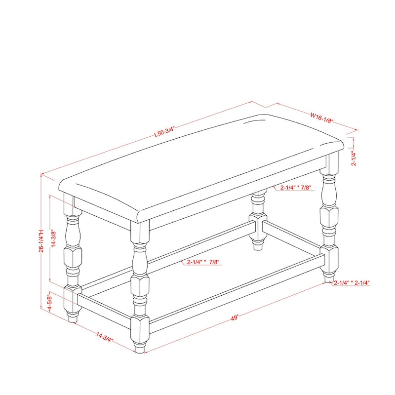 Banc de comptoir Graypath Farmhouse de 50 pouces