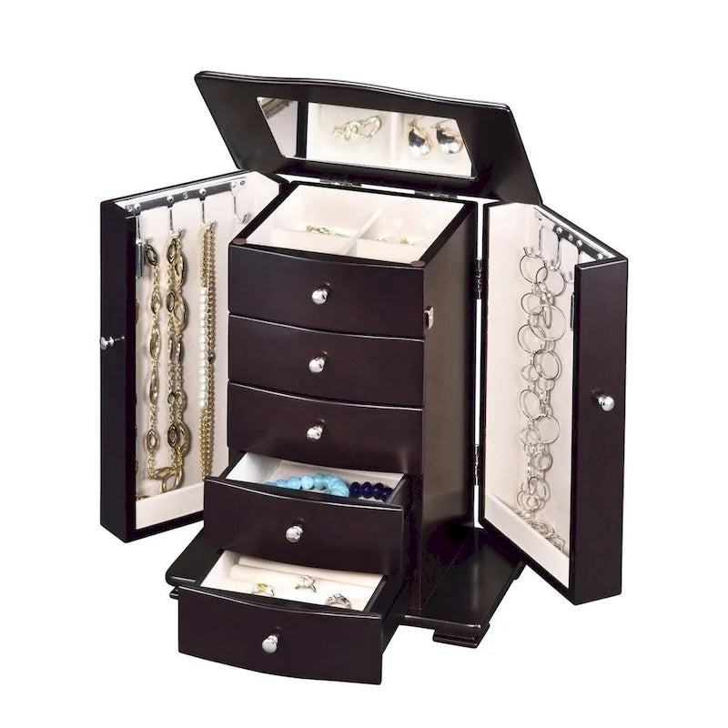 Grande boîte à bijoux en bois foncé