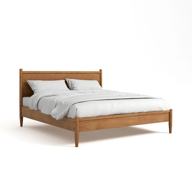 Lit plateforme Queen en bois de style Mid-century Modern