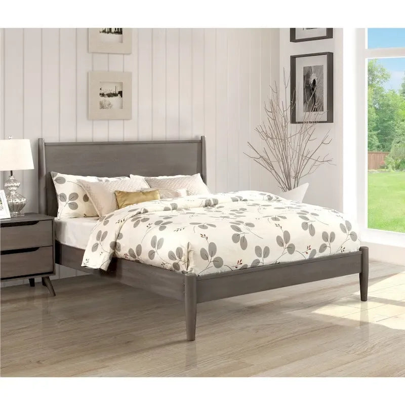 Lit plateforme Queen en bois de style Mid-century Modern