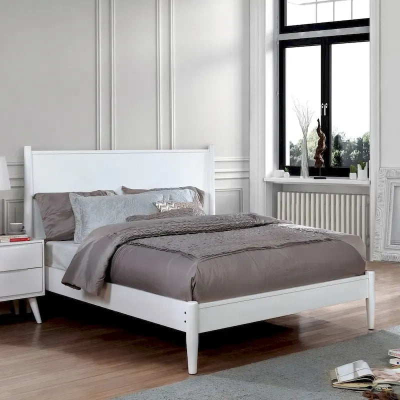 Lit plateforme Queen en bois de style Mid-century Modern