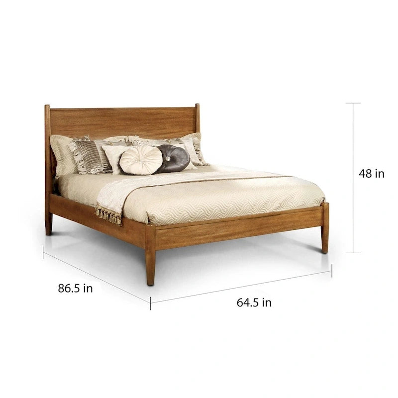 Lit plateforme Queen en bois de style Mid-century Modern