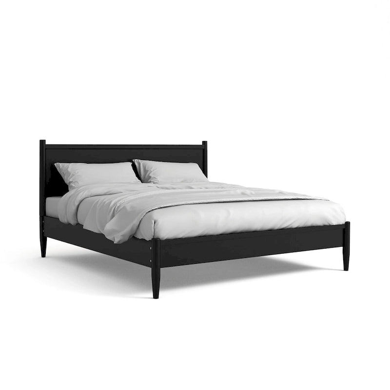 Lit plateforme Queen en bois de style Mid-century Modern