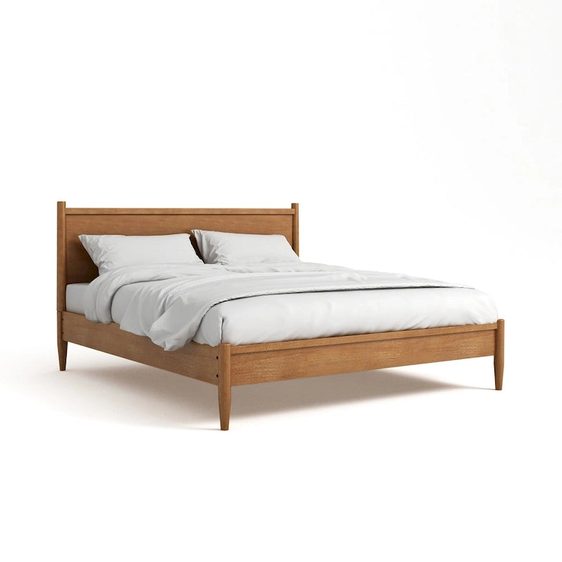 Lit plateforme Queen en bois de style Mid-century Modern