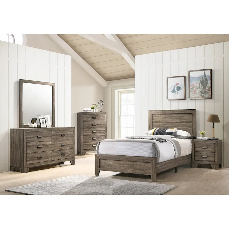 Ensemble de chambre à coucher 6 pièces Linette, marron
