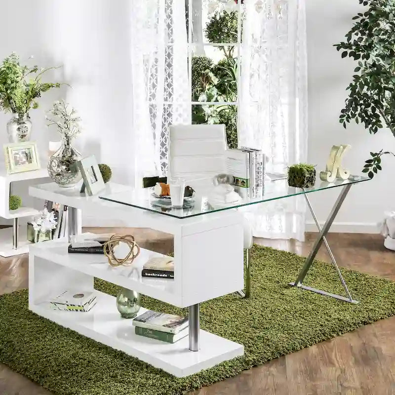Marisa – Bureau d'ordinateur convertible contemporain en métal de 59 po par