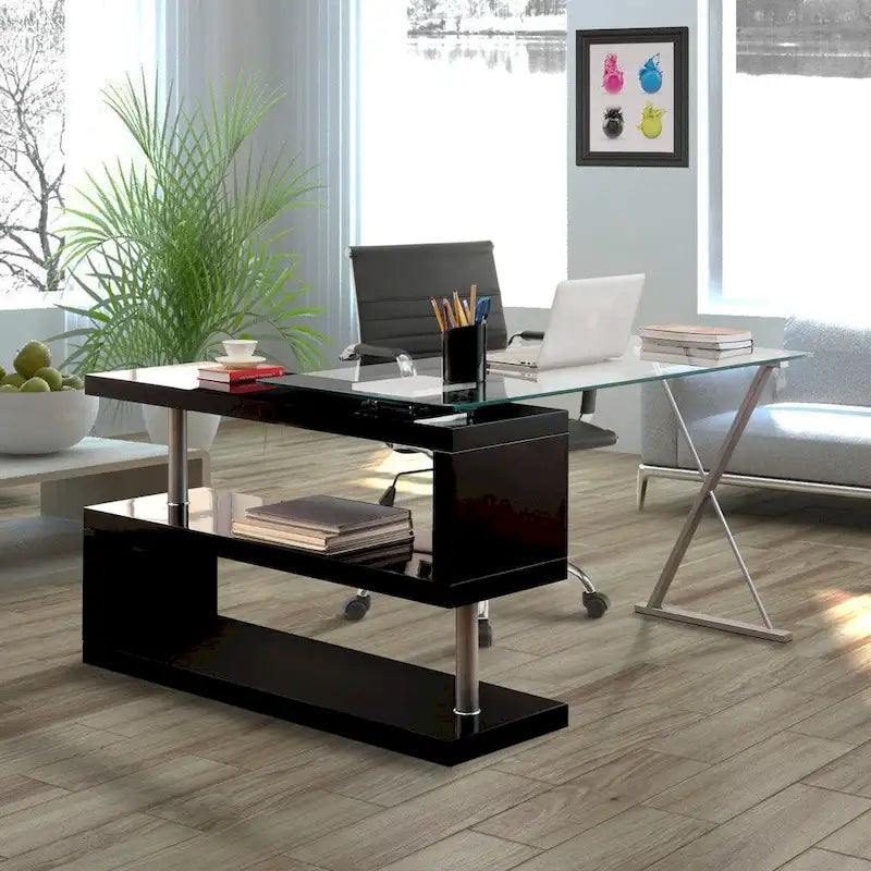 Marisa – Bureau d'ordinateur convertible contemporain en métal de 59 po par