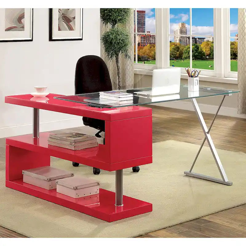 Marisa – Bureau d'ordinateur convertible contemporain en métal de 59 po par