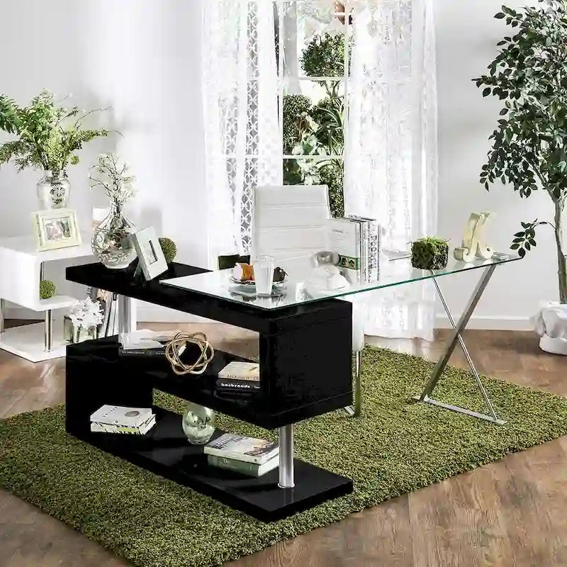 Marisa – Bureau d'ordinateur convertible contemporain en métal de 59 po par