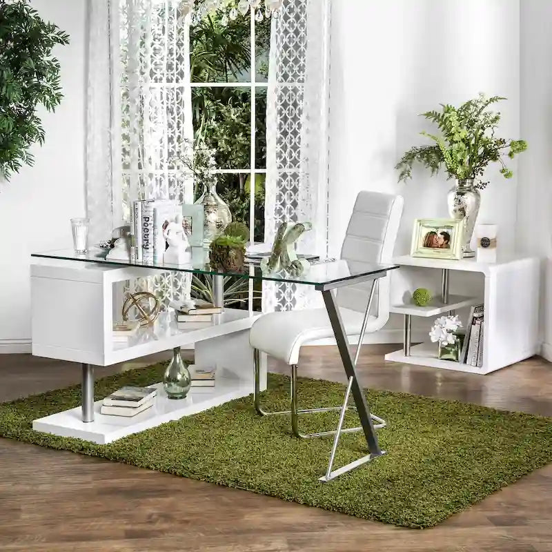 Marisa – Bureau d'ordinateur convertible contemporain en métal de 59 po par