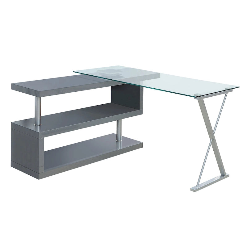 Marisa – Bureau d'ordinateur convertible contemporain en métal de 59 po par