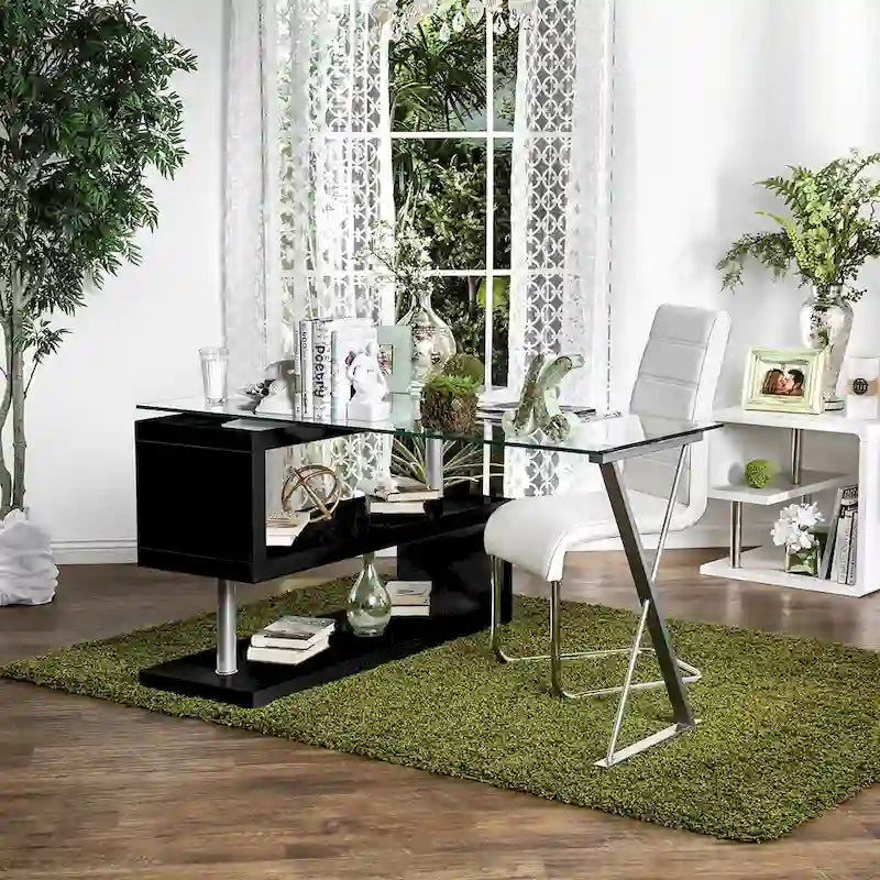 Marisa – Bureau d'ordinateur convertible contemporain en métal de 59 po par