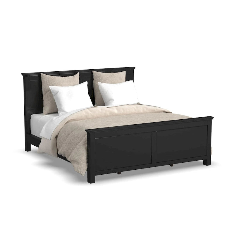 Ensemble 3 pièces de lit King et deux tables de nuit en bois noir Oak Park par