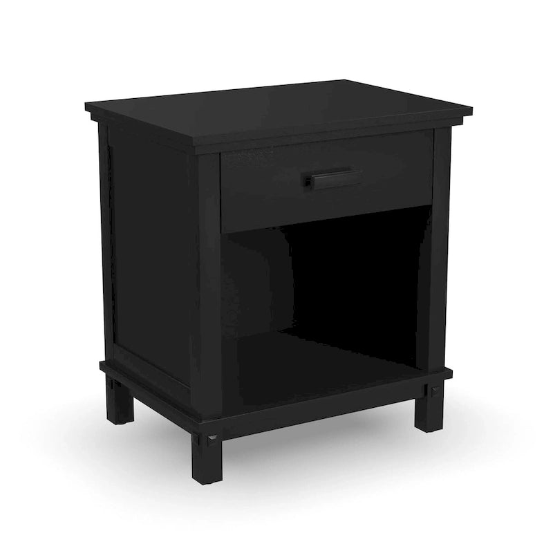 Ensemble 3 pièces de lit King et deux tables de nuit en bois noir Oak Park par