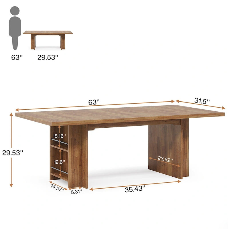 Grand bureau de direction de 63 pouces, grand bureau d'ordinateur avec rangement pour bureau à domicile