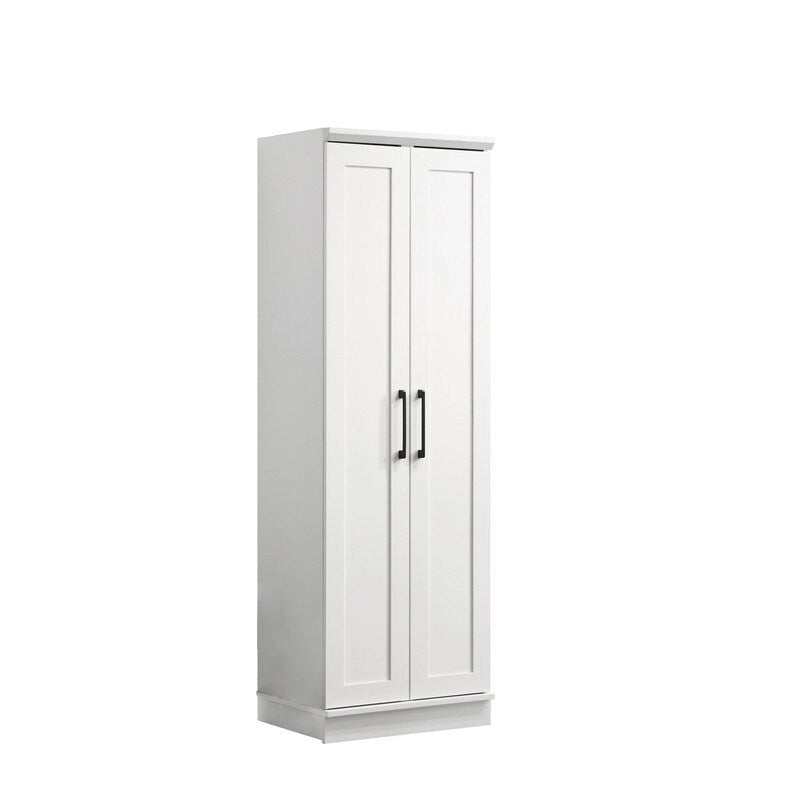 Meuble de rangement élégant Evelyn blanc avec panneau encadré