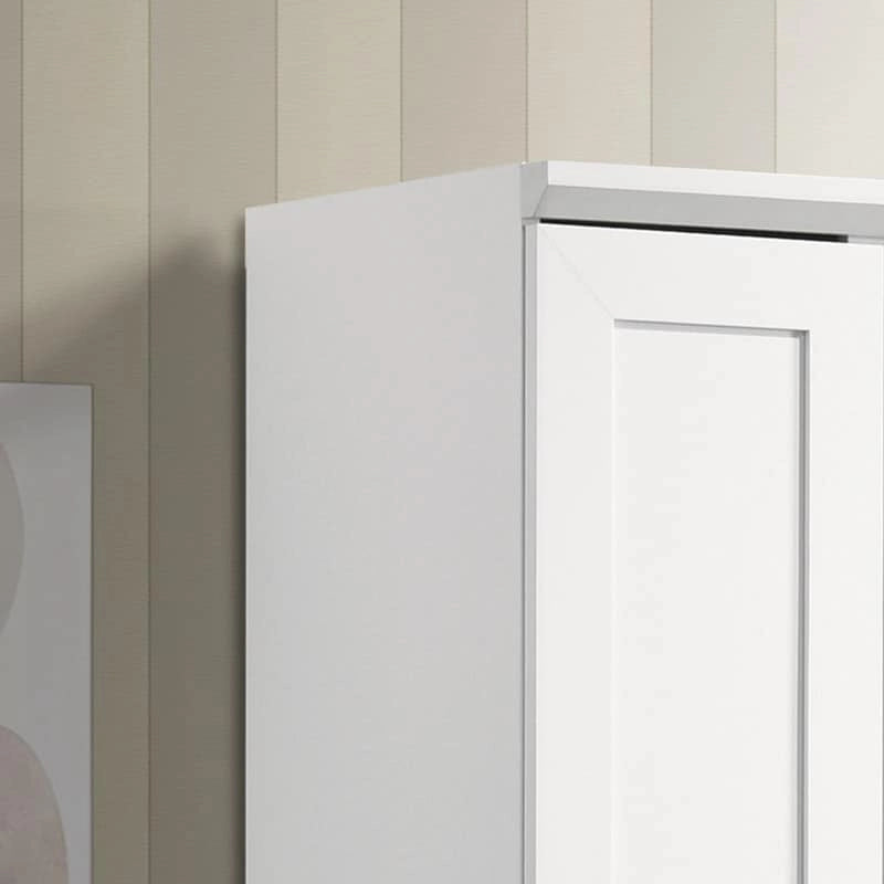 Meuble de rangement élégant Evelyn blanc avec panneau encadré