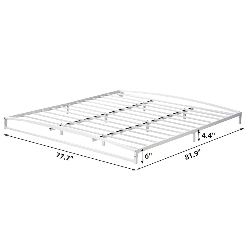 Cadre de lit plateforme bas en métal blanc de 6 pouces