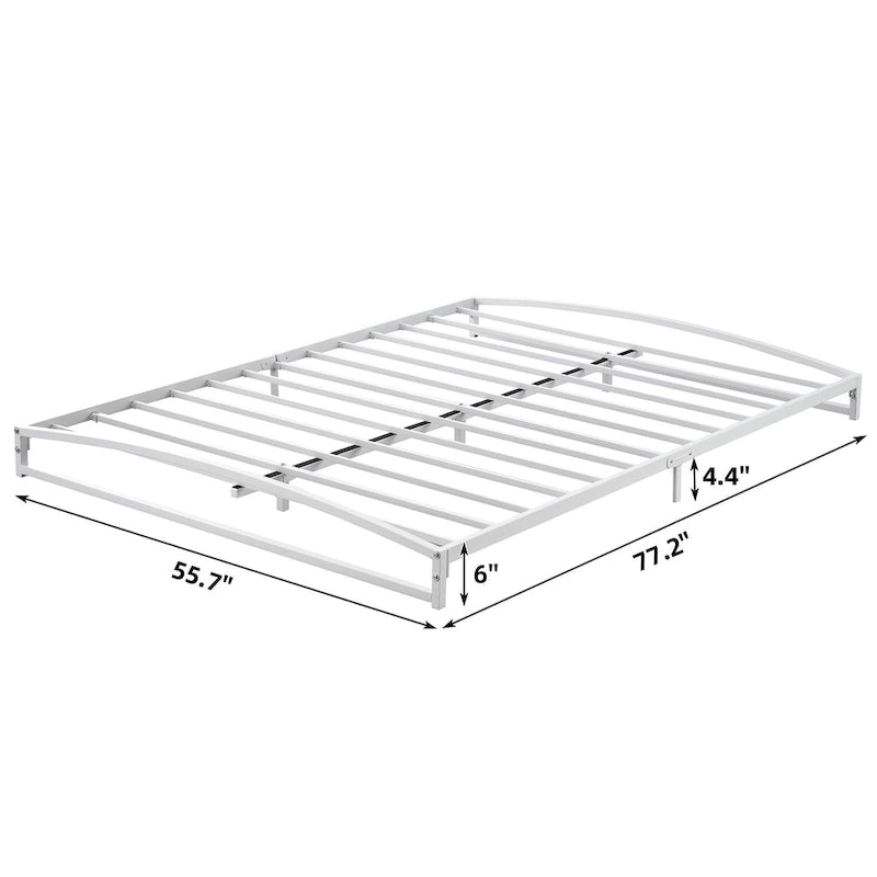 Cadre de lit plateforme bas en métal blanc de 6 pouces