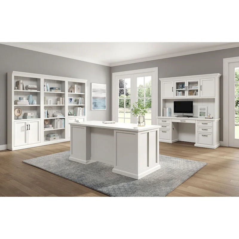 Vaisselier moderne en bois avec portes, vaisselier de rangement, rangement de bureau, entièrement assemblé, blanc