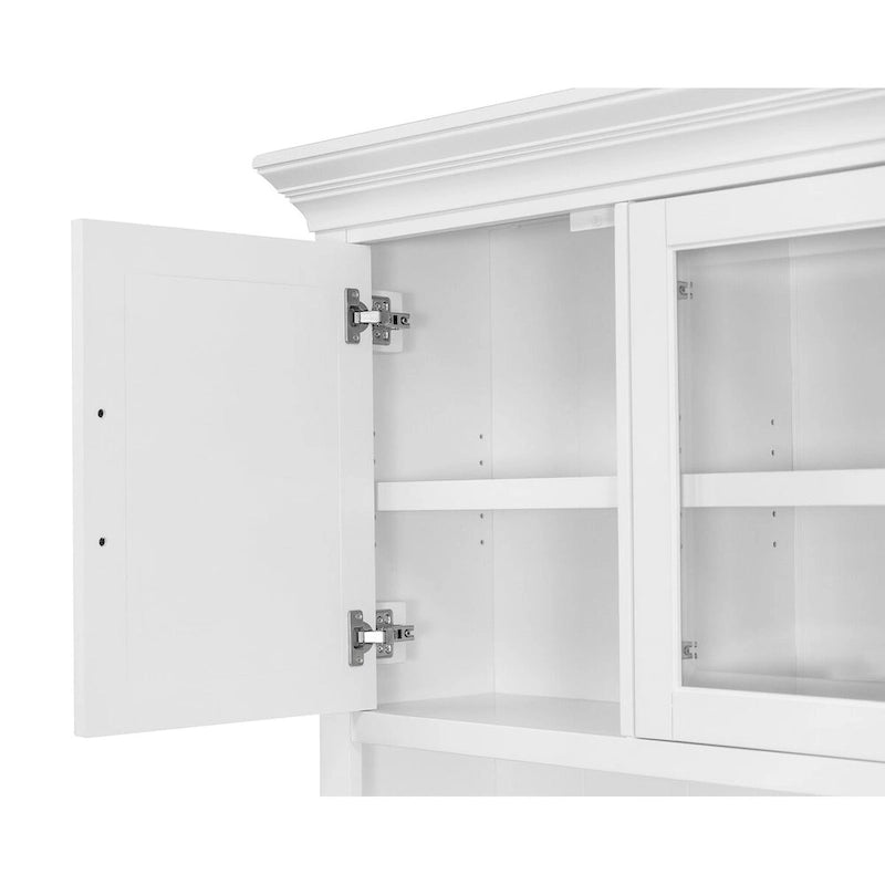 Vaisselier moderne en bois avec portes, vaisselier de rangement, rangement de bureau, entièrement assemblé, blanc