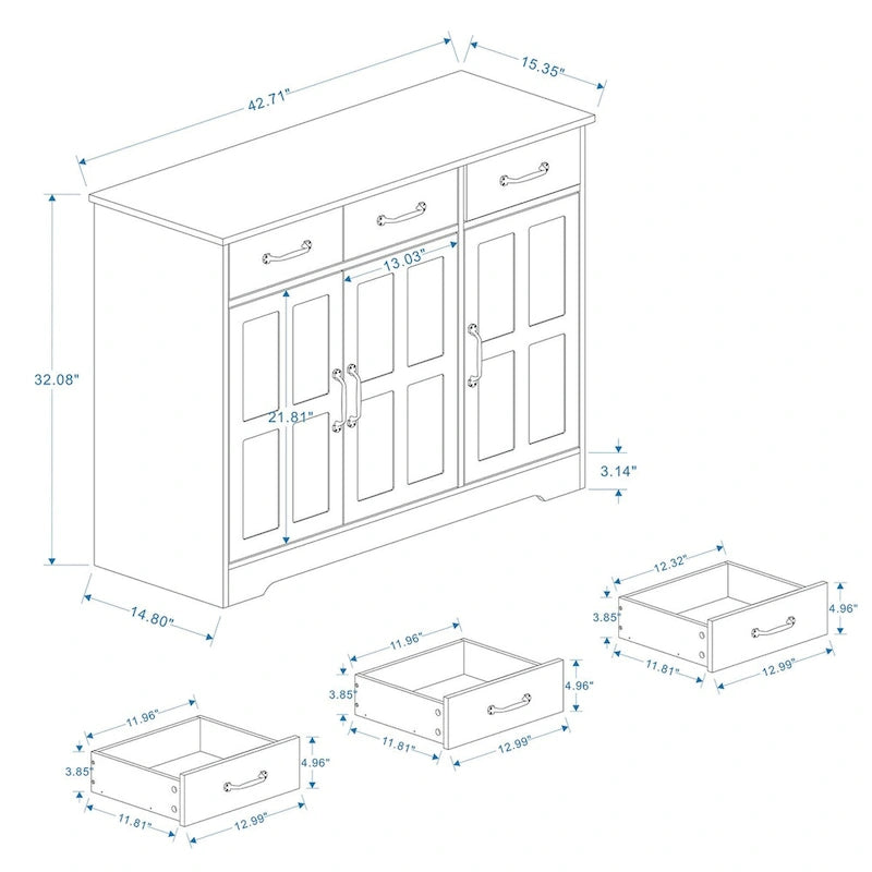 Meuble de rangement, vaisselier, blanc
