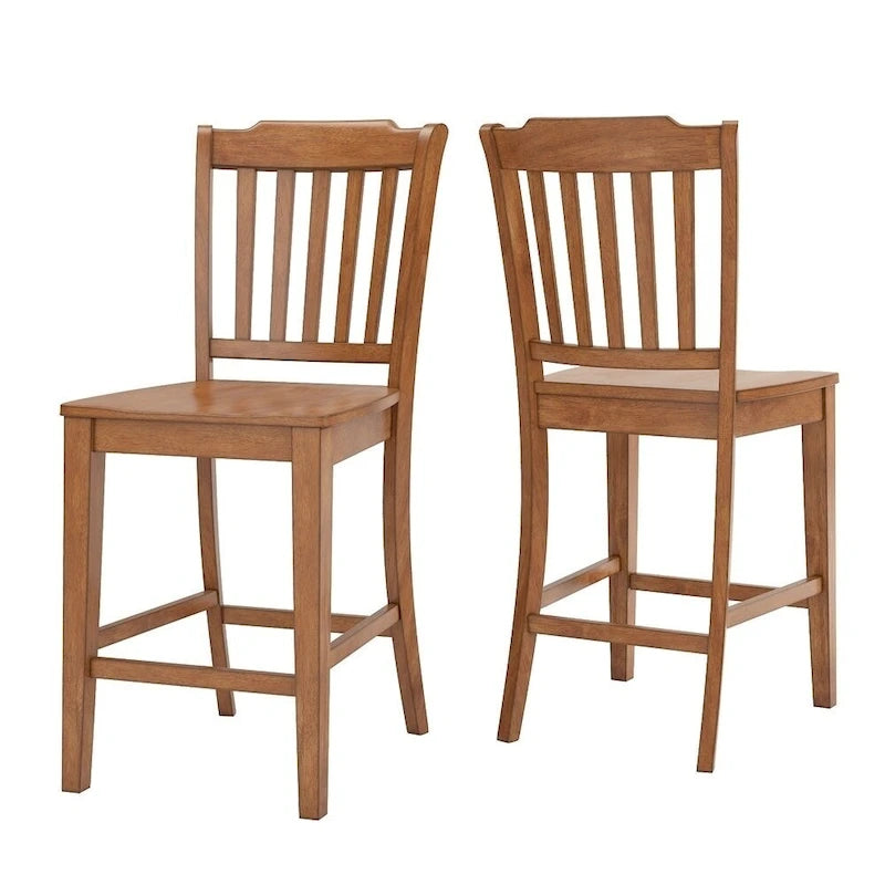 Chaises de comptoir en bois à dossier à lattes Eleanor (lot de 2) par