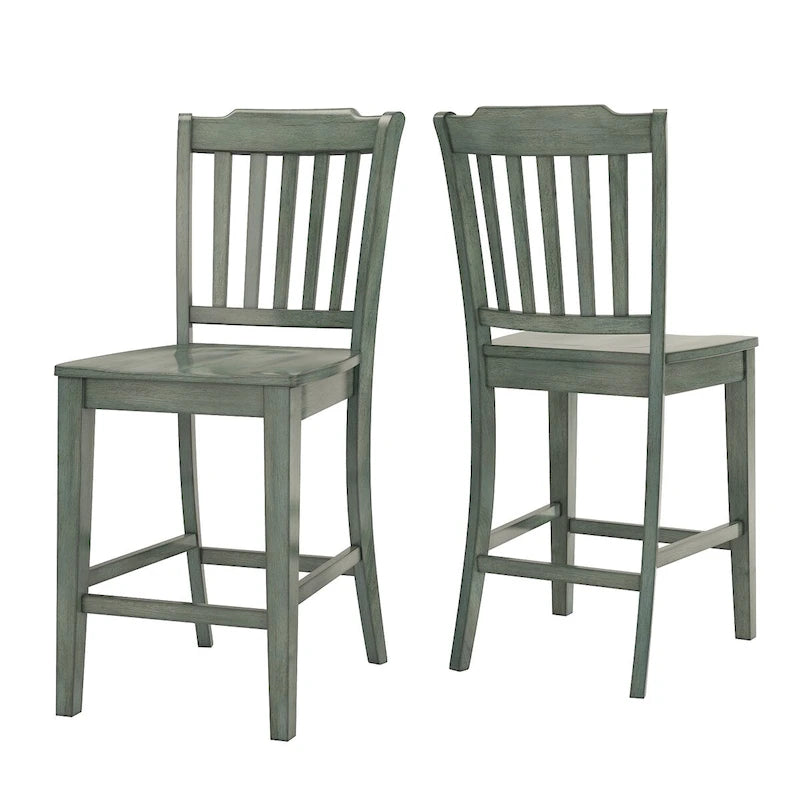Chaises de comptoir en bois à dossier à lattes Eleanor (lot de 2) par