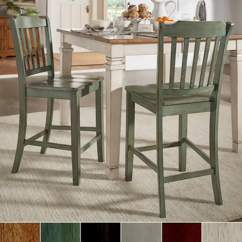 Eleanor Slat Back Wood Counter Chairs (Set of 2) by 