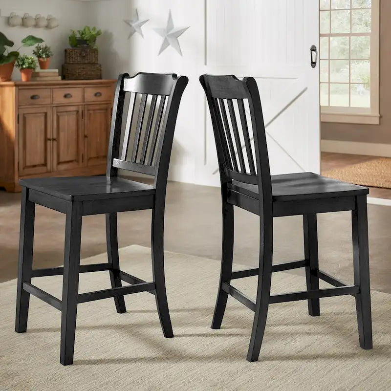 Chaises de comptoir en bois à dossier à lattes Eleanor (lot de 2) par