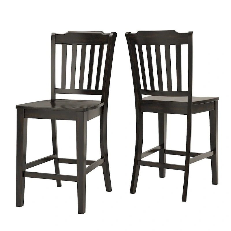 Chaises de comptoir en bois à dossier à lattes Eleanor (lot de 2) par