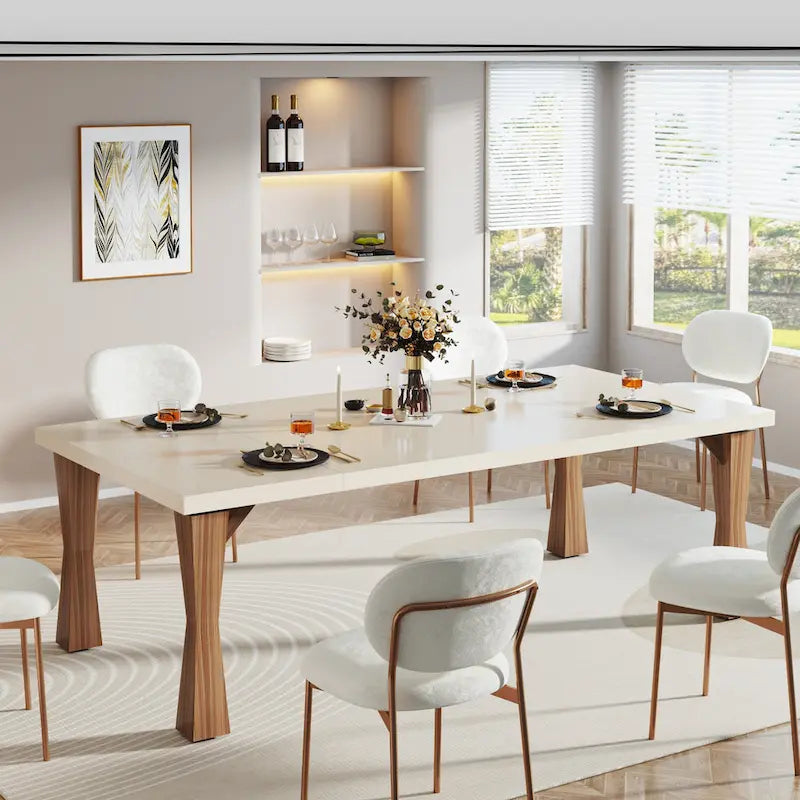 Grande table de salle à manger de 70,86 pouces pour 6 à 8 personnes, table de cuisine moderne