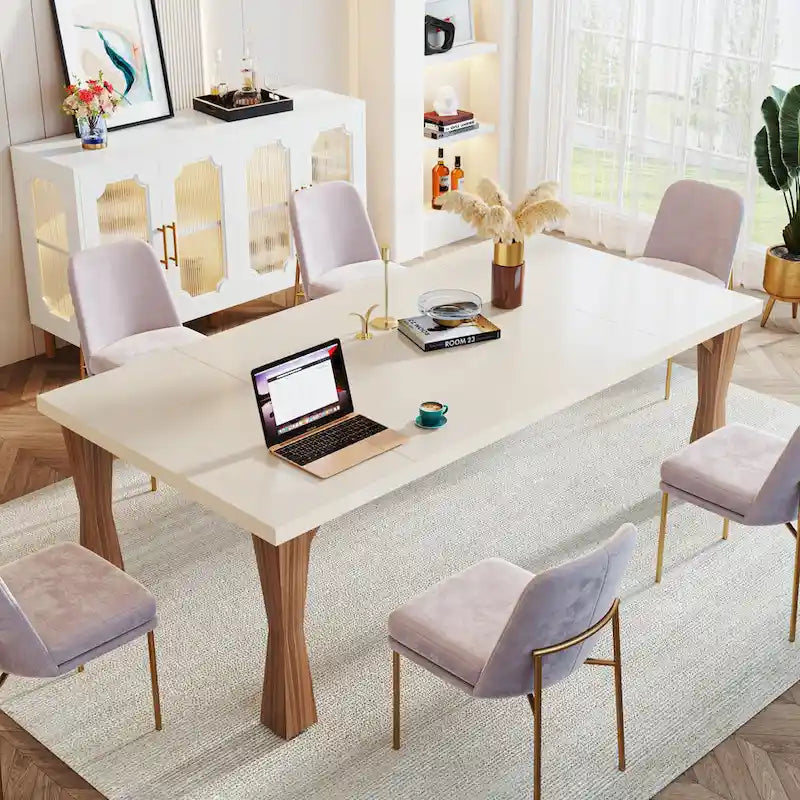 Grande table de salle à manger de 70,86 pouces pour 6 à 8 personnes, table de cuisine moderne