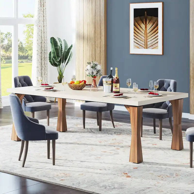 Grande table de salle à manger de 70,86 pouces pour 6 à 8 personnes, table de cuisine moderne